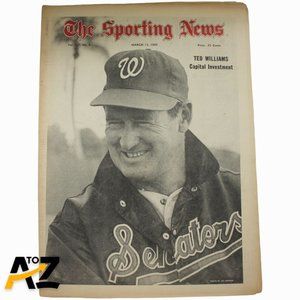 MARCH 15,1969-THE SPORTING NEWS-TED WILLIAMS WASHINGTON SENATORS Vol 167 No. 9